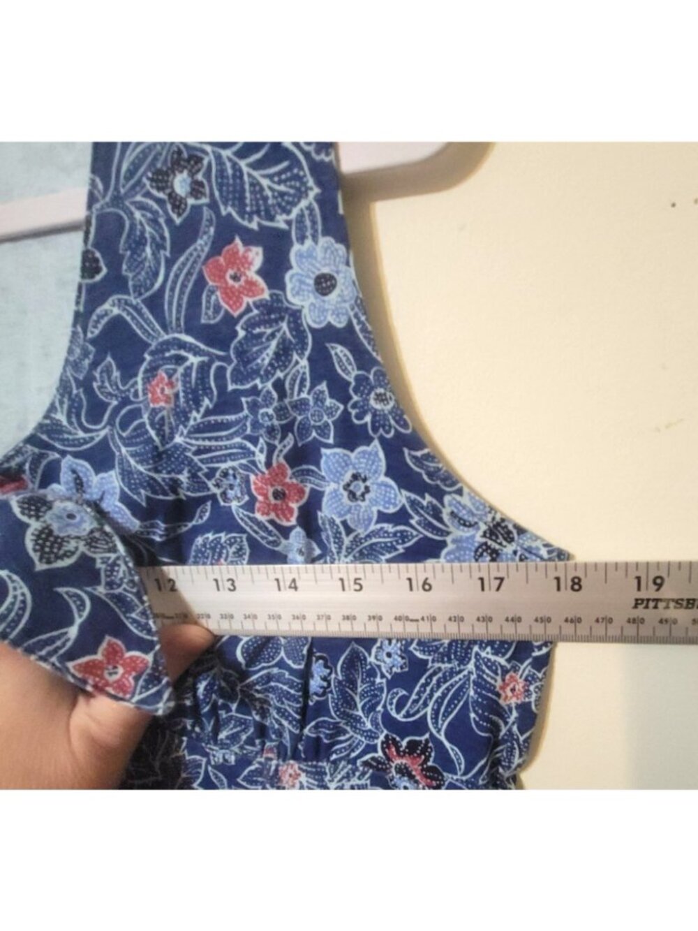 Vtg 90s Justin Allen Blue Red Floral Sleeveless Romper Bow Buttons Size M Cotton - Picture 5 of 15